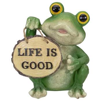 Northlight 9" Green 'Life is Good' Frog Outdoor Garden Statue
