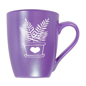 Elanze Designs Botanical Foliage Nature Coffee Cup Mug 10 Ounce Ceramic With Shimmery Metallic Finish Elegant Minimalist Fern in Heart Planter - 1 of 4
