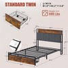 Single Measure Bed Frame Upholstered Platform Bed Frame equipped includes Storage Drawers, USB Ports, LED Lights, Upholstered Wingback Headboard - 4 of 4