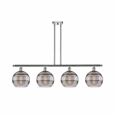 Rochester - 4 Light Stem Hung Island In Industrial Style-12.13 Inches Tall and 48.25 Inches Wide
