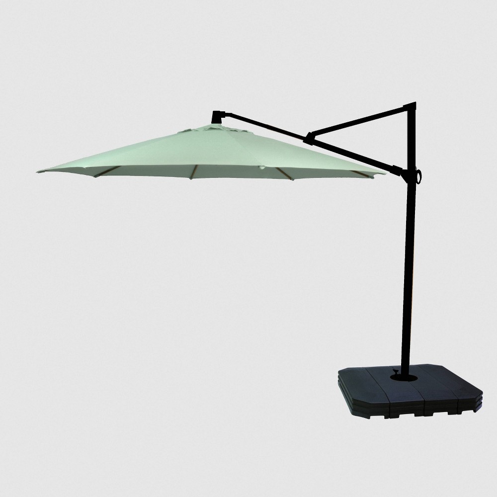 11' Offset Patio Umbrella DuraSeason Fabric Aqua - Black Pole - Threshold