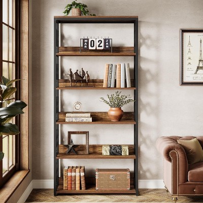 Hommoo Industrial 6-Tier Tall Bookshelf with Metal Frame