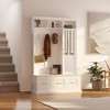 Famapy 47" White Hall Tree with Full-Length Mirror, Shelves, Drawers & Coat Hooks Entry Organizer - 3 of 4