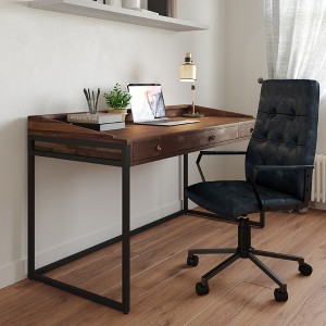 TiramisuBest Swivel Office Chair - Distressed Blue Faux Leather, Adjustable Height, Assembly Required, 26.4" D x 25.6" W x 45.3" H - 1 of 4