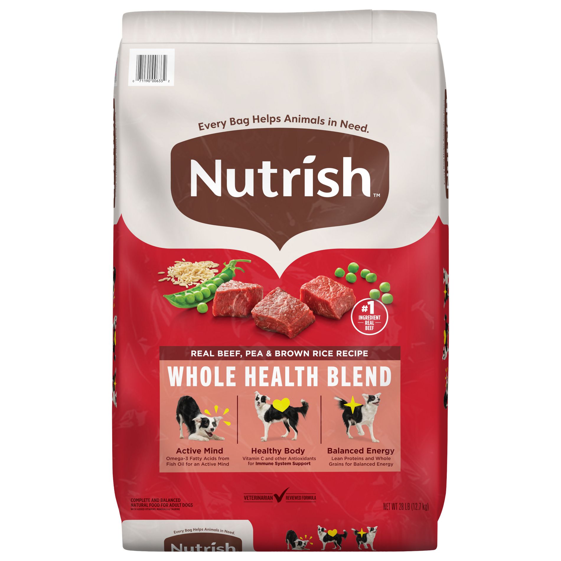 Nutrish Whole Health Blend Real Beef, Pea & Brown Rice Recipe Dry Dog Food - 28lbs