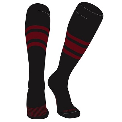 PEAR SOX Striped OTC Baseball, Softball, Football Socks (B) Black, Cardinal