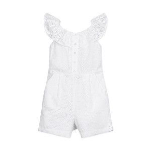 Hope & Henry Girls' Ruffle Collar Button Front Eyelet Romper, Toddler - 1 of 4