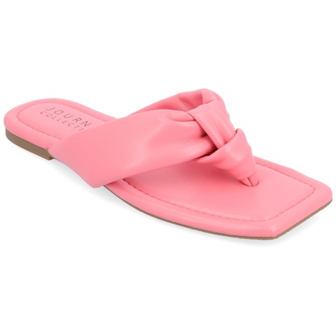 Journee Collection Womens Ares Tru Comfort Foam Light Puff Flip Flop  Sandals Pink 6