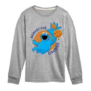 Boys' - Sesame Street - Hangry For Cookies -Toddler and Youth Long Sleeve T-Shirt Long Sleeve Graphic T-Shirt - 1 of 3