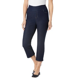 Woman Within Women's Plus Size Flex-Fit Pull-On Denim Capri - 1 of 4