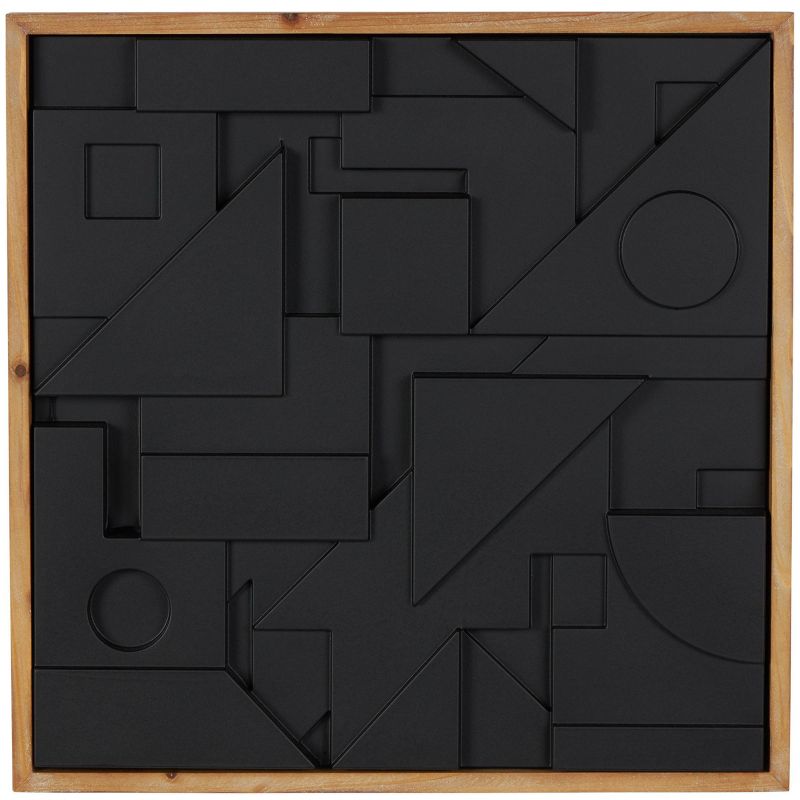 Olivia &#38; May 24&#34;x24&#34; Wood Geometric Dimensional Layered Shape Wall Decor with Brown Frame Black, 1 of 8