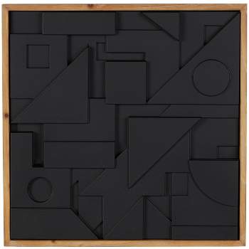 Olivia & May 24"x24" Wood Geometric Dimensional Layered Shape Wall Decor with Brown Frame Black