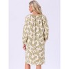 INSPIRE CHIC Womens Nightgown Floral Long Sleeve Pleated Raglan Sleeve Elastic Cuff Midi with Pocket Sleepwear Nightdress - 4 of 4