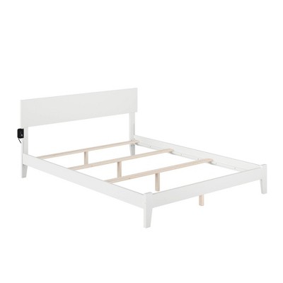 King Orlando Traditional Bed White - AFI: Hardwood Frame, USB Port, Adjustable Height