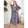 LA LEELA Women's Summer 4th of July Patriotic Beach Dress Plus Size Swimsuit Caftan Maxi Long Dresses Robe Kaftan 2X-3X Grey US Stars - 2 of 4