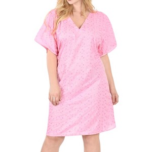 LA LEELA Women's House Daily Routine Evening Wear Vacation Casual Dailywear Holiday Loose Caftan Mini Loungewear Tunics for Women 2X-3X Pink, Solid - 1 of 4