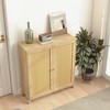 HDZNVF Mid Century Modern Storage Cabinet with Woven Rattan Doors & Adjustable Shelves, Natural - 4 of 4