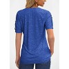 Imily Bela Women's Summer Pleated Button Short-Sleeve T-Shirt, Solid Color V-Neck Casual Top - 2 of 4