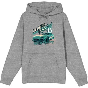 Car Fanatic Electric Fast Teal Sports Car Adult Long Sleeve Hoodie - 1 of 2