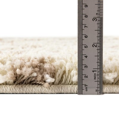 Beige Geometric Trellis Shag Runner Rug 2' x 6'