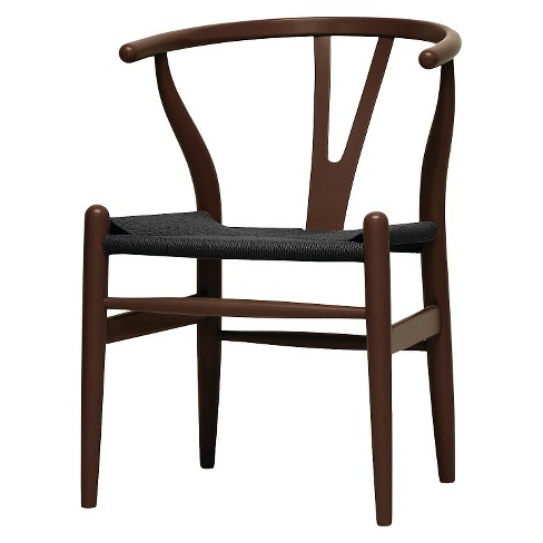 Mid-Century Modern Wishbone Chair - Brown/Black - Baxton Studio : Target