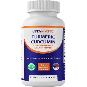 Turmeric Curcumin 3000mg, 95% Curcuminoids, Black Pepper, Ginger, Moringa - 120 Vegetable Capsules - 1 of 4