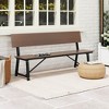 Costway 1/2 PCS 4-Person Bench with All-Weather HDPE Seat & Back Heavy-Duty Metal Support Brown - 2 of 4