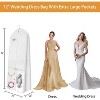 72" White Wedding Dress Garment Bag, 10'' Gusseted Cover with 4 Pockets for Bridal Gowns - 2 of 4