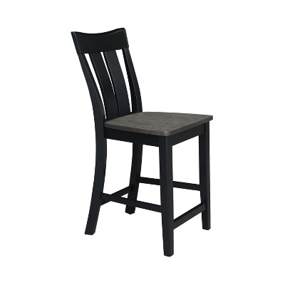 Ava 24" Coal Solid Parawood Traditional Counter Stool