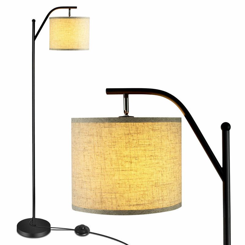 Tangkula Mid Century Tall Pole Floor Lamp w/ Arc Hanging Shade, Foot Switch & Metal Base, Indoor Reading Standing Light (LED Bulb Not Included), 1 of 10