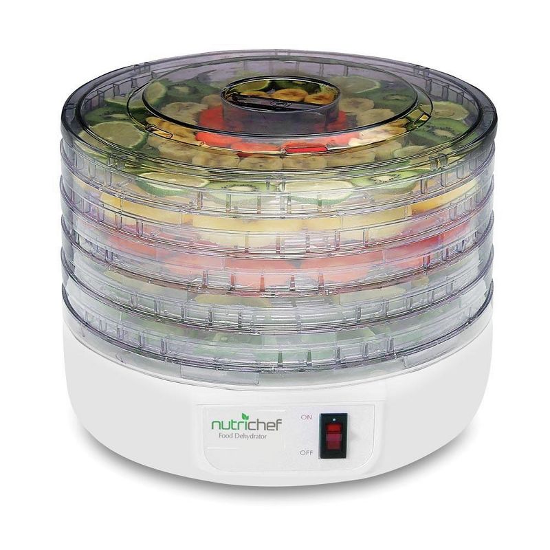 NutriChef Electric Countertop Food Dehydrator, Food Preserver (White), 1 of 2