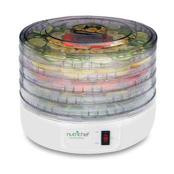 NutriChef Electric Countertop Food Dehydrator, Food Preserver (White)