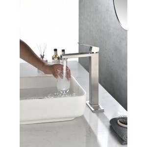 Single-Handle Vanity Sink Faucet with Waterfall Spout for Bathroom - 1 of 4