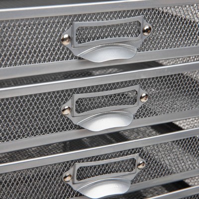 Sleek Silver Metal Mesh 10-Drawer Desktop Organizer Cabinet