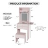 ELECWISH Small Vanity Table with Mirror, Chair and Storage Stool - 2 of 4