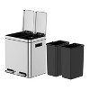 Gal Dual Compartment Step Trash Can, Stainless Steel w/ Soft-Close Lid & Removable Buckets, Hands-Free Kitchen/Office Bin - 4 of 4