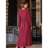 INSPIRE CHIC Women's Crewneck Lantern Long Sleeves A-Line Pleated Chiffon Maxi Formal Dress - 4 of 4