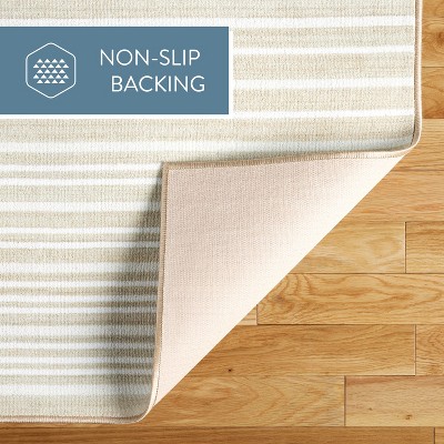 Layne Cream and Beige Tufted Washable Rectangular Area Rug 6' x 9'