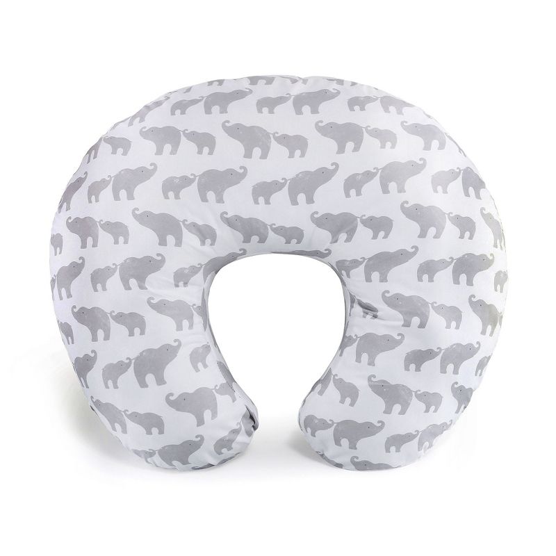 The Peanutshell Nursing Pillow for Breastfeeding, Gray and White Elephant, 1 of 9