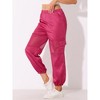 Allegra K Women's High Waist Sports Elastic Mesh Panel Sheer Baggy Cargo Pants - 3 of 4