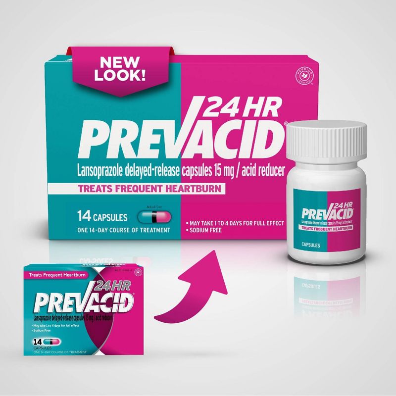 Prevacid 24 HR Lansoprazole Acid Reducer Delayed-Release 15 mg- PPI for Complete Heartburn Relief - 14 Capsules, 3 of 9