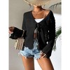 Coolmee Women's Tie Front Lightweight Crochet Cardigan Shrugs Knit Cardigan Crop Tops Cover Up - 3 of 4