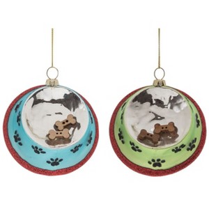 Transpac Glass Pet Bowl Ornament Set of 2 Christmas Home Decorations - 1 of 1