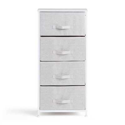 4 Drawer Fabric Storage Chest White 
