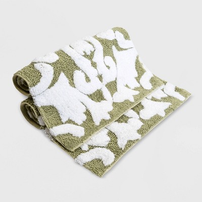 Iron Gate Green and White Cotton Tufted Bath Rug Set