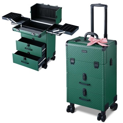 Byootique Rolling Makeup Train Case Cosmetic Organizer Trolley 2 Drawer