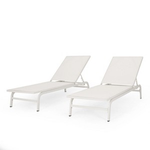 GDFStudio Stekar Outdoor Mesh and Aluminum Armless Adjustable Chaise Lounges (Set of 2) - 1 of 4