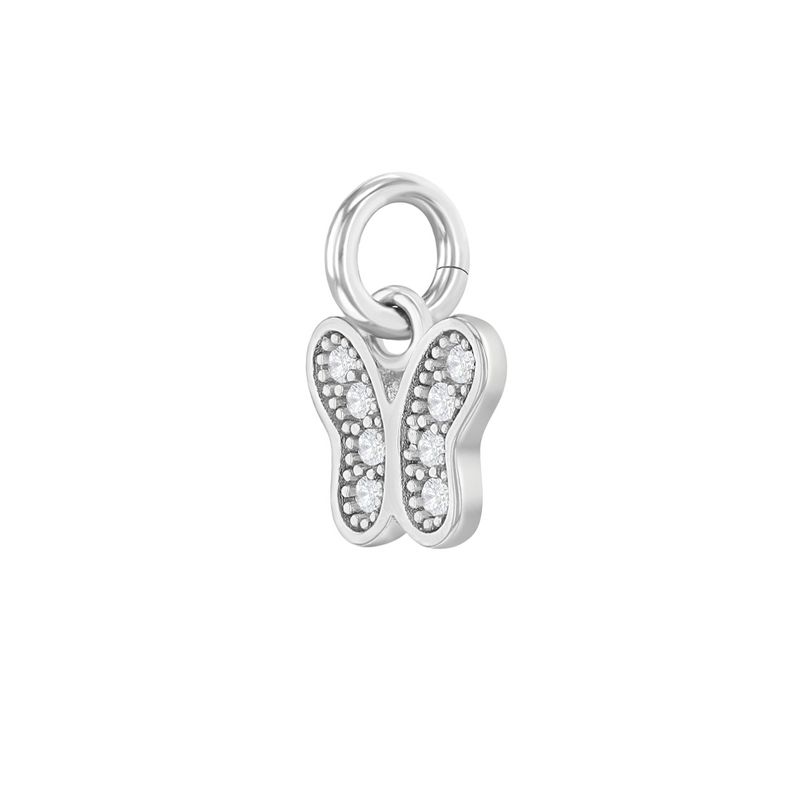 Girls' CZ Butterfly Sterling Silver Charm - Clear- In Season Jewelry, 2 of 4