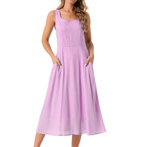 INSPIRE CHIC Women's Linen Summer Sleeveless Casual Loose Flowy Maxi Tank Beach Sundress - 1 of 4