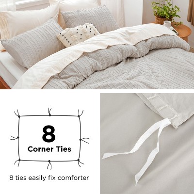 Bedsure White Stripe Queen Size 3 Pieces Striped Boho Duvet Cover Set Tufted Bedding OEKO TEX Certified Mother's Day Gift — фото 6